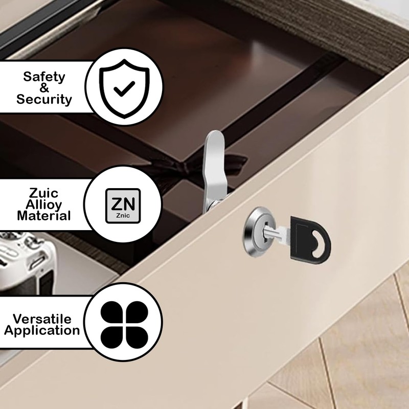 Chtaoxin Letterbox Lock, 16mm Mailbox Cabinet Cam Lock with 4