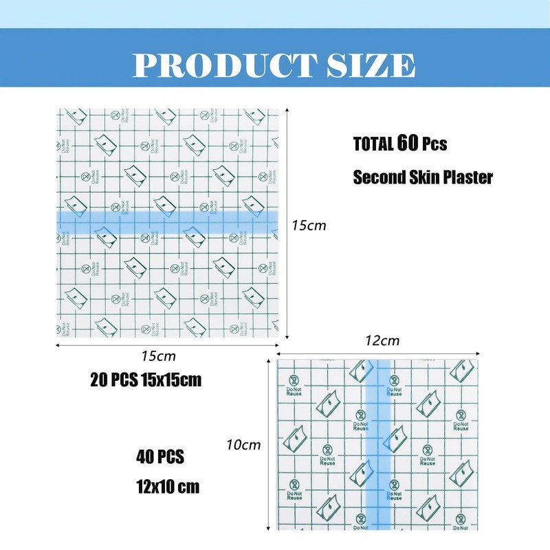 Second Skin Plaster,60 Pcs 15cm Tattoo Plasters,Waterproof Dressing Tattoos Cover