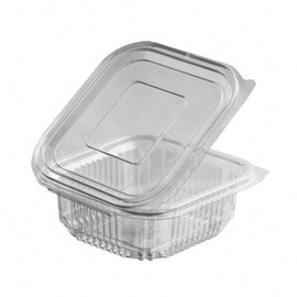 VEPATIM 50 Rectangular Cups Clear with Lid 250 ml (PET)