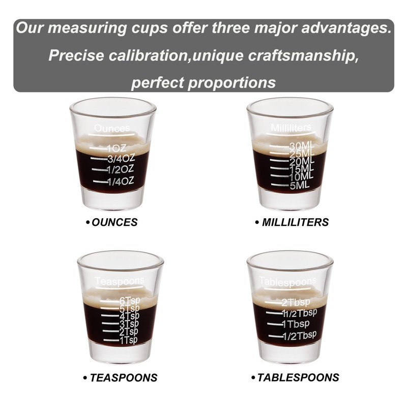Ackers Shot Glasses Etching Scale Measuring Cup 2PACK Espresso Shot