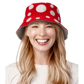 Shrumiez Mushroom Bucket Rave Hat for Men and Women - Red Mushroom Hat Toad Toadstool Toadette Mario Cosplay Costume Adult Kids