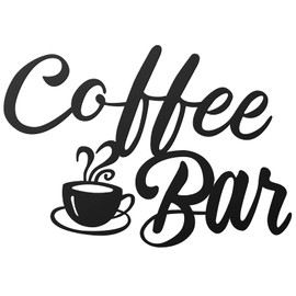 Shimeyao Coffee Sign for Coffee Station Metal Coffee Bar Hanging Wall Art Decor Black Coffee Cup Wall Decor Letter Sign Farmhouse Kitchen Wall Decor for Cafe Restaurants Hanging(Coffee Bar)