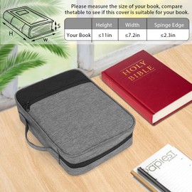 Bible Cover with Durable Handle, Carrying Book Case Church Bag Bible, Protective with Zippered Pocket, Bible Study Accessories Supplies, Book Protector for Book Lovers, GreyBlack
