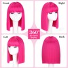 Hot Pink Short Bob Wig with Bangs,12 Inch Short Straight