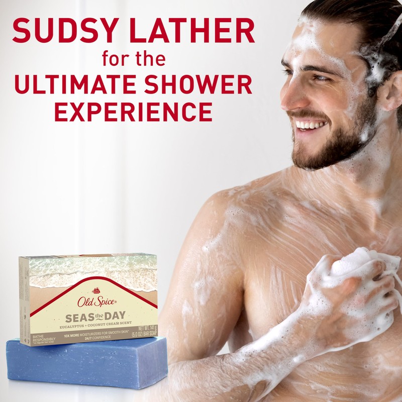 Old Spice Men's Bar Soap, Seas The Day Eucalyptus and