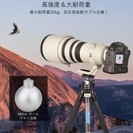 ARTCISE 46mm Low Center of Gravity Ball Head Aluminum 360 Degree Rotation Panoramic Pan Arca-Swiss Compatible Quick Shoe Tripod Head Freehead SLR DSLR Camcorder Max Load Capacity 25kg