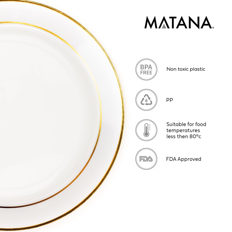 MATANA - 25 Premium Multi-Use Plastic Dessert Side Party Plates