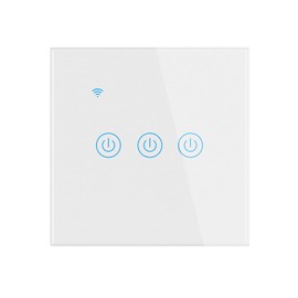 Lancoon Touch Wall Switch with Blue LED Indicator, Wireless Smart Remote Control, Voice Control, Family Sharing, Timer Function, Neutral Cable Required (White, 3 Gang)