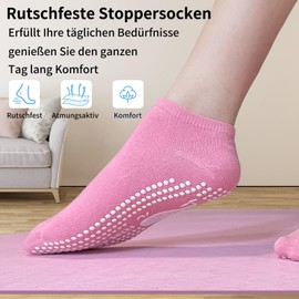 TENQUAN Yoga Socks, 2/4 Pairs Stopper Socks for Men and Women, Non-Slip Grip Socks for Yoga, Pilates, Hospital, Barre or Home Sports and Exercise (Unisex 35-46), 2 Red (Ankle)