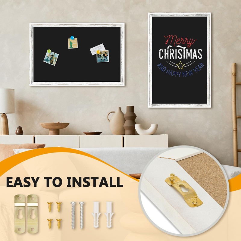 Chalk Board 36x24 Rustic Wood Framed Magnetic Blackboard for Wall