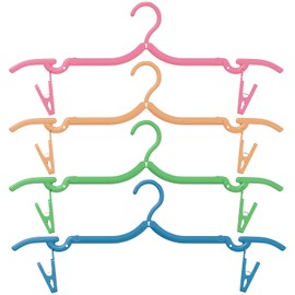 Portable Folding Clothes Hangers with Clips, Travel-Friendly Hangers, Lightweight, Durable, Compact Foldable Drying Rack for Shirts, Dresses, Coats, Pants, Towels, Baby Clothes, Pack of 4, Multicolor
