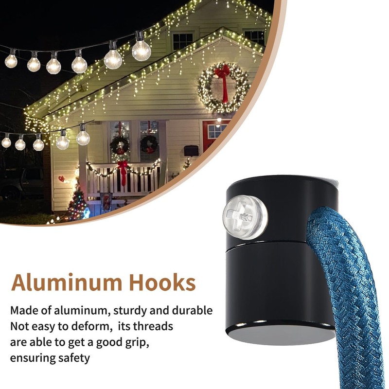 Adcssynd 6 Pack Upgrade Ceiling Hooks for Hanging Lights, Black