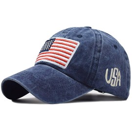 Ptduabenlu American Flag Baseball Cap for Men Women USA Embroidery Washed Adjustable Cotton Dad Hat