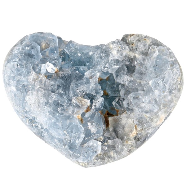 SUNYIK Natural Raw Celestite Crystal Cluster Geode, Irregular Blue Celestite Raw Crystal Mineral Specimens for Reiki Healing Home Office Desktop Decoration 1.9x1.5x0.9(220-300g)