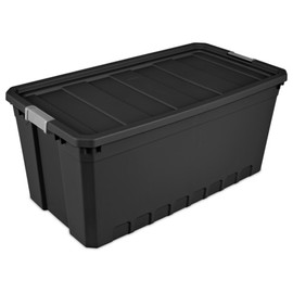 Sterilite 3-Pack Storage Bins with Lids, Large Heavy Duty Totes, 50 Gallon, Black
