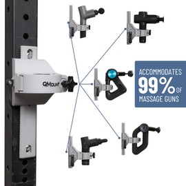 QMount Massage Gun Holder - Power Rack Mounted - Fully Adjustable - Holds Firm Never Moves or Slips - Hands Free Back Massager - Rack Attachments - Massage Gun Attachments