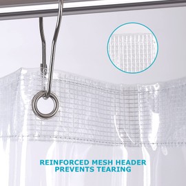 MhhYLL Clear Shower Curtain Liner,72 x 72 Inches Vinyl 10 G Heavy Duty Plastic Shower Curtain,Waterproof Weighted Bathroom Shower Liner