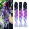 Braiding Hair Black to Purple to Grey 24 Inch Kanekalon