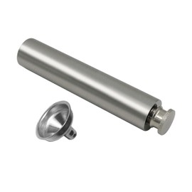 CNFLASK Stainless Steel 2oz Flat Bottom Tube Flask Mini Tube Drinkware Portable Cylindrical Hip Flask (Brush Finish)