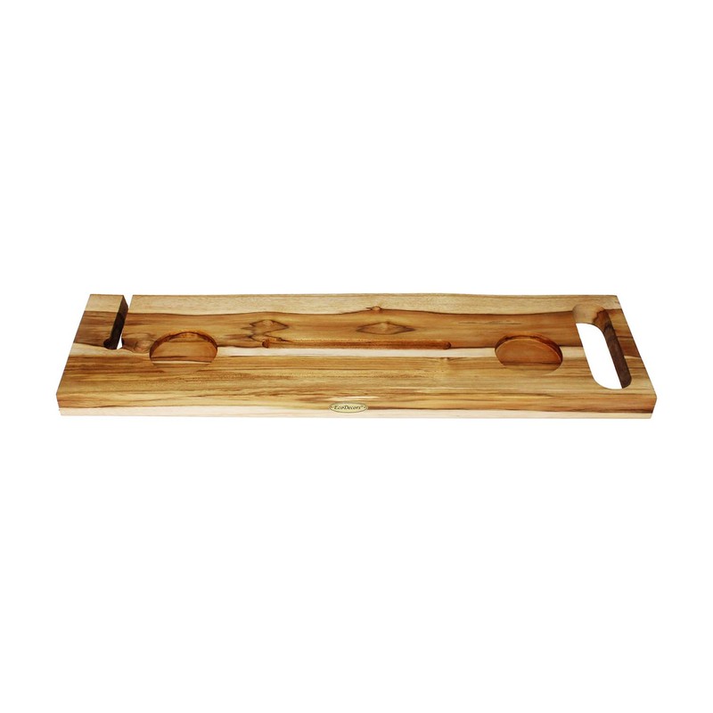 EcoDecors Eleganto 30" Live Edge Solid Teak Bath Caddy Tray