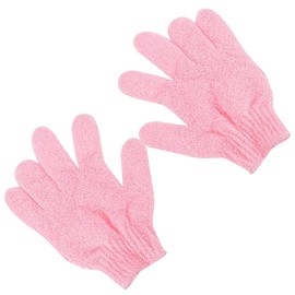 Beavorty 6 pcs Exfoliating Shower Gloves Body Scrub Mitts for Men Women Nylon Stretchy Bath Scrub Gloves Machine Washable Pink for Gentle Deep Clean