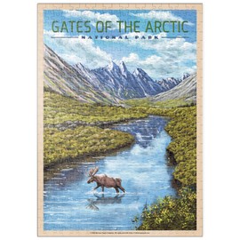 MyPuzzle Gates of The Arctic National Park - The Arctic Whisper, Vintage Travel Poster - Premium 500 Piece Puzzle - MyPuzzle Special Collection by Havana Puzzle Company