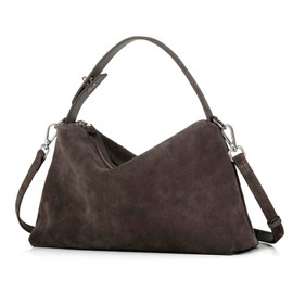 DONNAIN Premium Suede Leather Crossbody Bags for Women, Slouchy Suede Shoulder Bag with Adjustable Strap and Tote Handbag (New Taupe)