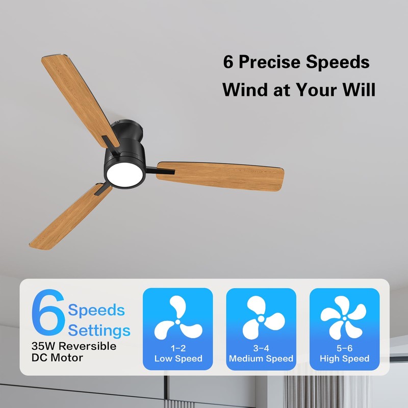 Atolit Ceiling Fans with Lights,52 Inch,Quiet Reversible Motor,Easy to Install,6