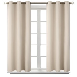 BGment Champagne Short Room Darkening Curtains for Small Windows, 38 x 45 Inch Thermal Insulated Tier Set of 2 Panels Sun Blocking Drapes for Kitchen Bedroom