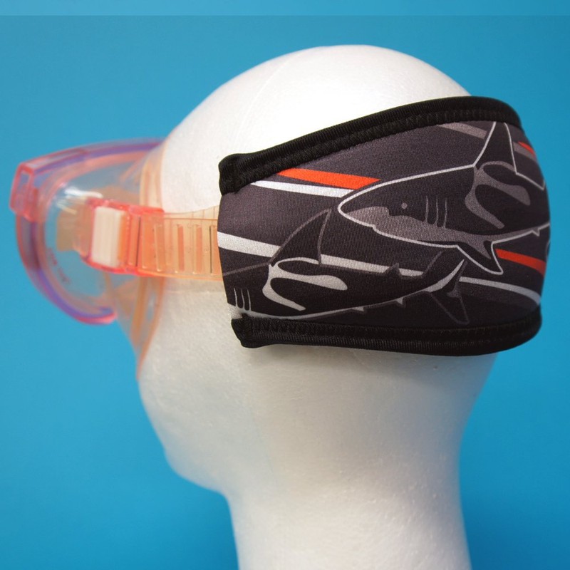 SeaCanary Snorkeling Diving Mask Strap Cover Shark City Red