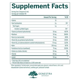 Genestra Brands Liquid B Complex | Broad Spectrum B-Vitamin Complex to Support Energy Metabolism, Red Blood Cell Formation, and Neurological Health | 15.2 fl. oz. | Natural Tangerine-Cherry Flavor