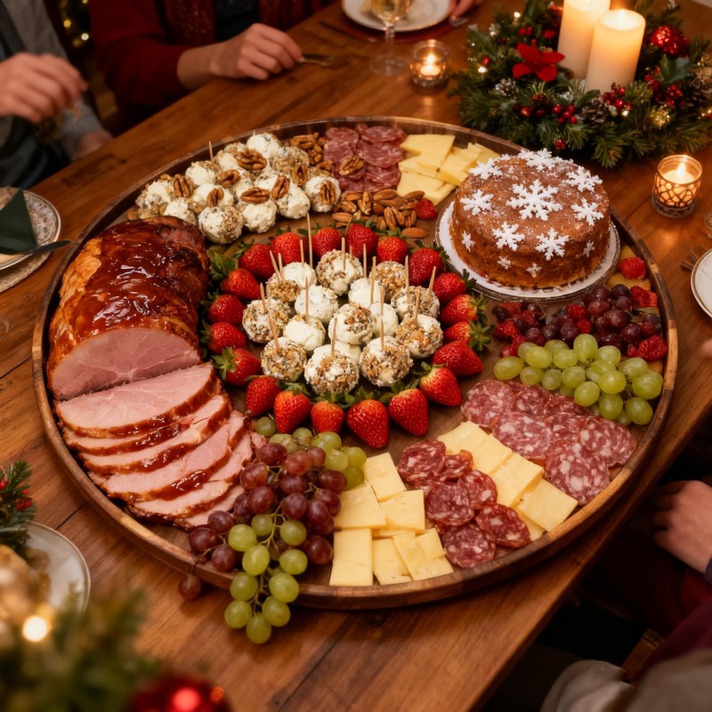 Utoplike Extra Large Acacia Wood Serving Tray, 23.6'' Round Charcuterie