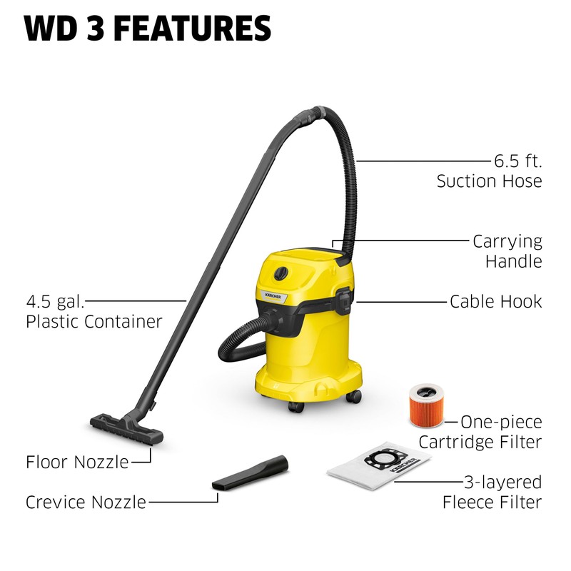 Kärcher - WD 3 Multi-Purpose Wet-Dry Shop Vacuum Cleaner -