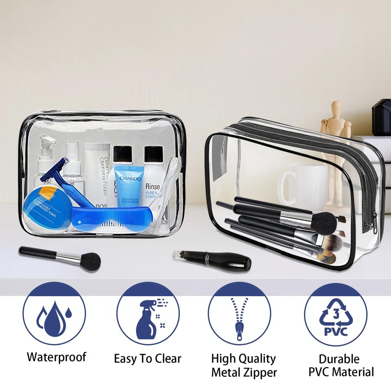 16 Pieces Clear Makeup Bags Bulk, TSA Approved Toiletry Bag