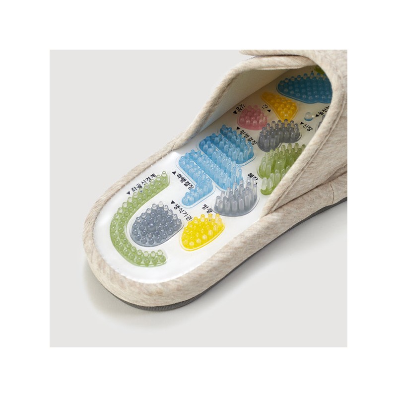 JAJU [JAJU] Acupressure Slippers with Illustrations_250-270_Beige