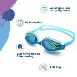 Limoacsea Swimming Goggles Clear Vision Full UV Protection,Swim Goggles No Leaking Anti-Fog Water Pool Goggles for Adult Men Women Youth-Lake Blue