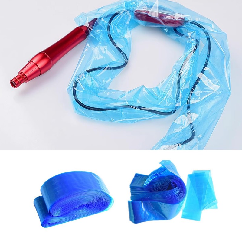 AIMALL 200PCS Professional Blue Polyethylene Tattoo Clip Cord Covers, 23.6x2