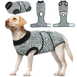Kuoser Recovery Suit for Dogs After Surgery, Dog Surgery Leopard Printed Onesie, Post Spay, Neuter, Body Male and Female Dogs, Alternative Bandages Cone E-Collar Blue