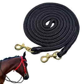 Kabahorze Horse Rein with Snaps, 1/2" Diameter x 10 FT, Double Braided Nylon Roping Rein, Round Trail Rope Rein for Horse Headstall | Durable, Soft & Comfortable Grip