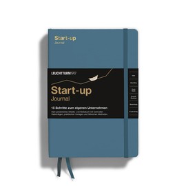 LEUCHTTURM1917 363842 Start-up Journal, Hardcover, 294 Numbered Pages, German, Stone Blue