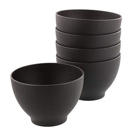 Tableware East Wood Grain Soup Bowl Small 360cc Dark Brown Mat Set of 5