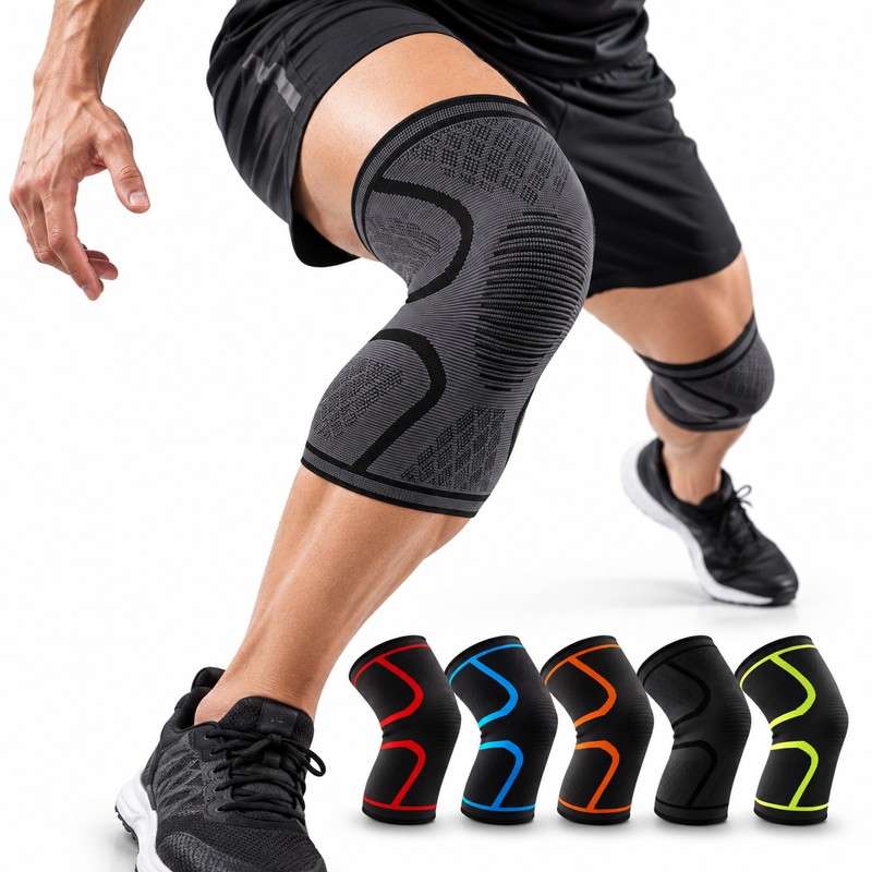 Compression Knee Sleeve for Sports – Breathable Elastic Knit Support