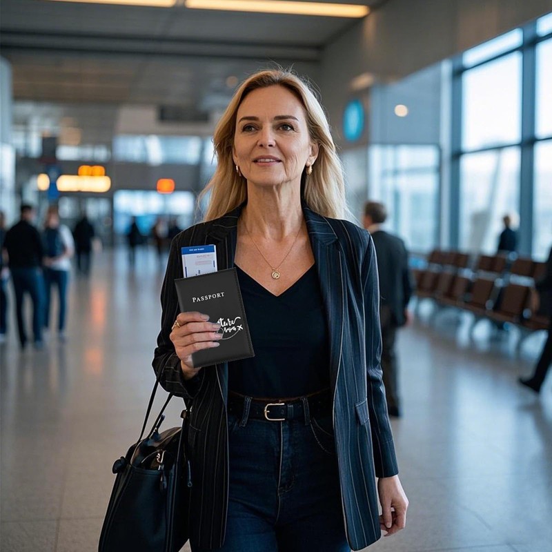 Werownsgso 2PCS Passport Holder PU Passport Holder Travel Wallet Men