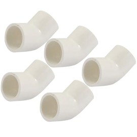 TOP-VIGOR 5Pcs 20mm Slip 45 Degree PVC Pipe Fitting Elbow Coupling Connector, Water Pipe Slip Socket Connector for PVC Pipe Corner Connection, White