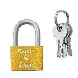 Hanessa Love Lock Engraved Padlock with Your Engraving Wedding Anniversary Gift Idea Name Engraving in Gold