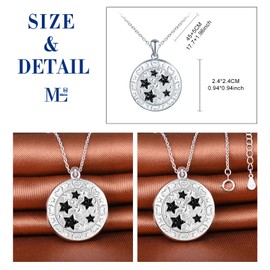 MicLee Women Photo Locket Necklace 925 Sterling Silver Round Shape Stars Pattern Picture Locket Necklace