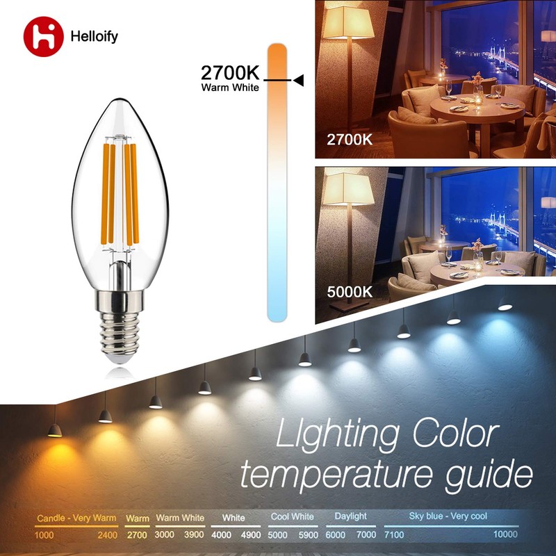 helloify BA11 Dimmable Vintage LED Edison Candelabra Bulb, 60W Equivalent,