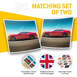 Square Stickers (Set of 2) 10cm - Red Muscle Car Automobile Fun Decals for Laptops,Tablets,Luggage,Scrap Booking,Fridges, #8569