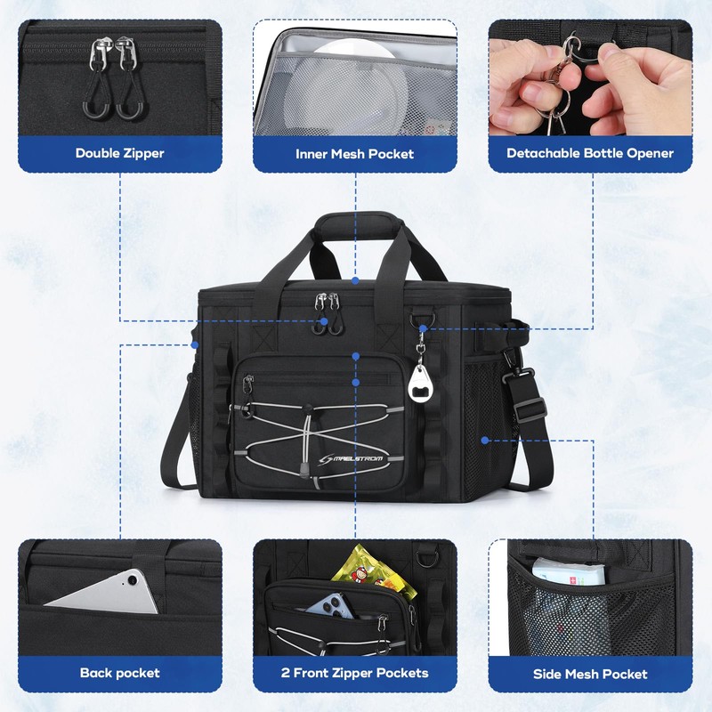 Maelstrom Soft Sided Cooler Bag, 30/40 Can Collapsible Insulated Ice