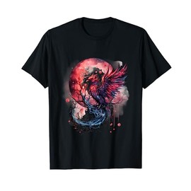 Phoenix Moon Fire Phoenix Bird Sakura Tree Mythical Bird T-Shirt